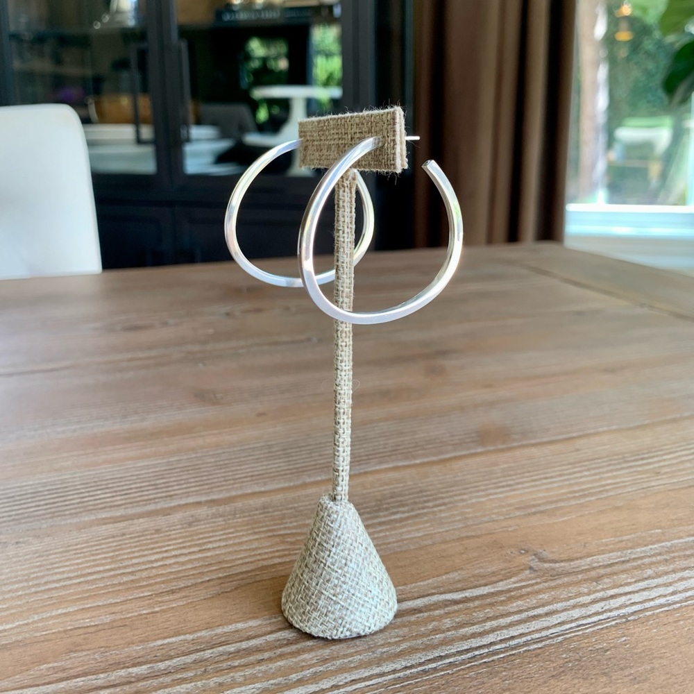 Basic Plain Sterling Silver Circle Hoop Post Stud… - image 2